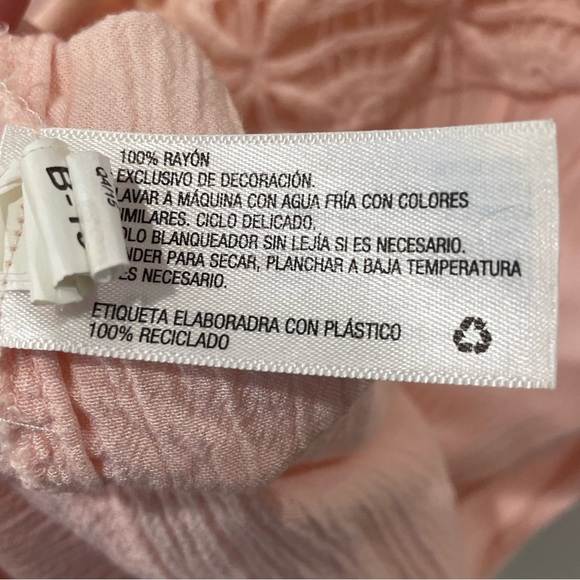 Boho Blush Pink Peasant Embroidered Blouse Soft Girl Cottagecore Tassel Top XS - Picture 9 of 9